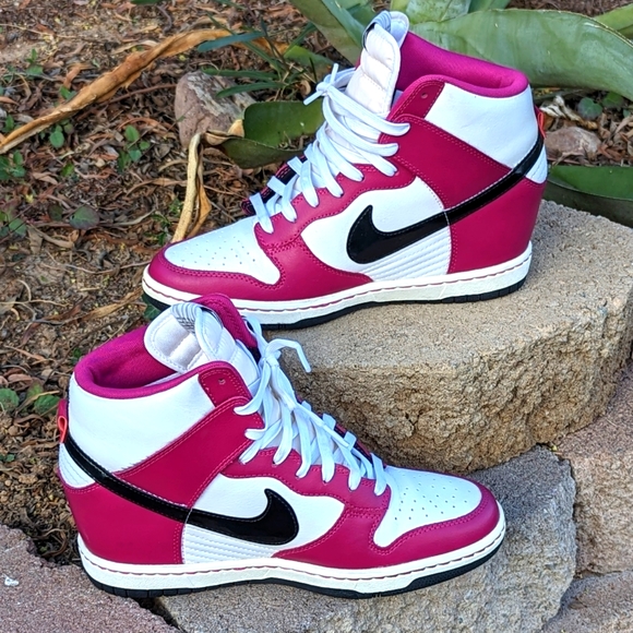 Nike Shoes - Nike Dunk Sky Hi Bright Magenta Sneakers 528899-502 Black White Wedge women's 9